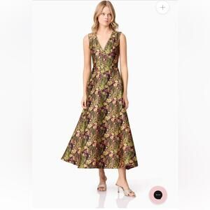 elliatt cindy v-neck floral jacquard fit & flare maxi gown dress size small NEW